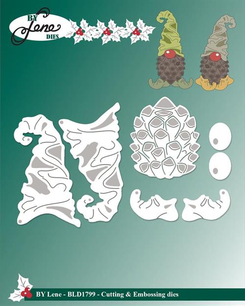 By Lene dies Pine cone gnromes Hat 3,3x5,5cm